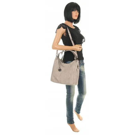 Tommasini Torebka Damska Listonoszka Duża Torba Shopper Worek 2692 Szara