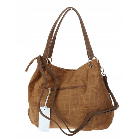Torebka damska shopper pojemna zamszowa worek torba na ramię HL004 Brązowa