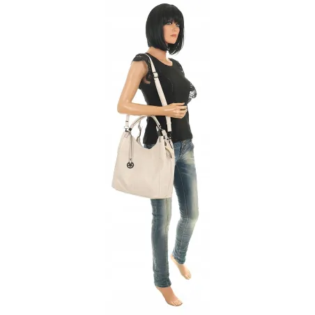 Tommasini Torebka Damska Listonoszka Duża Torba Shopper Worek 2692 Beżowa