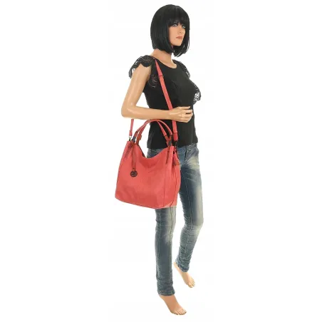 Tommasini Torebka Damska Listonoszka Duża Torba Shopper Worek 2692 Czerwona