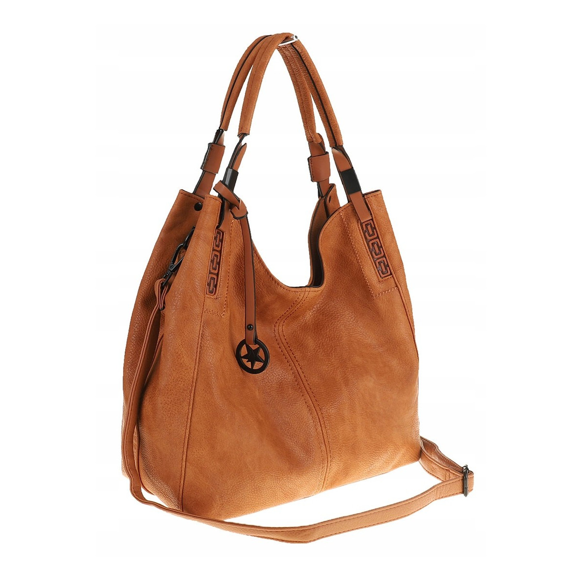 Tommasini Torebka Damska Listonoszka Duża Torba Shopper Worek 2692 Brązowa