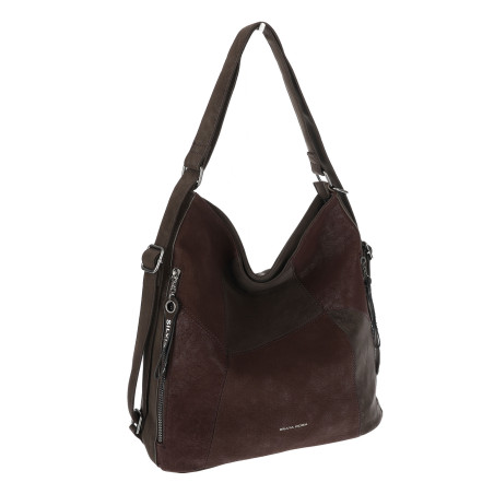 Torebka Damska Shopper Listonoszka torba plecak 2w1 worek SR030 Czekoladowa