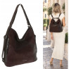 Torebka Damska Shopper Listonoszka torba plecak 2w1 worek SR030 Czekoladowa