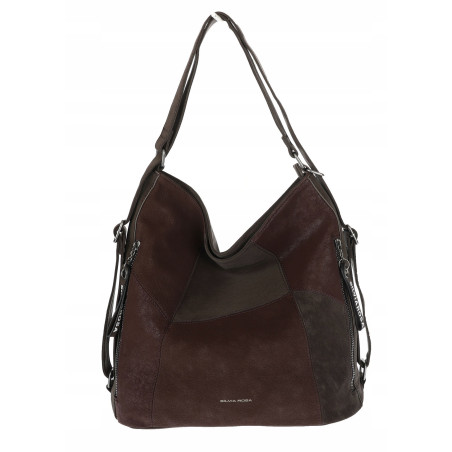 Torebka Damska Shopper Listonoszka torba plecak 2w1 worek SR030 Czekoladowa