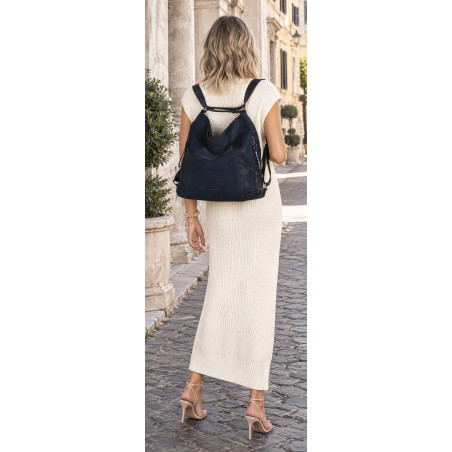 Torebka Damska Shopper Listonoszka torba plecak 2w1 worek SR030 Granatowa