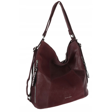Torebka Damska Shopper Listonoszka torba plecak 2w1 worek SR030 Bordowa