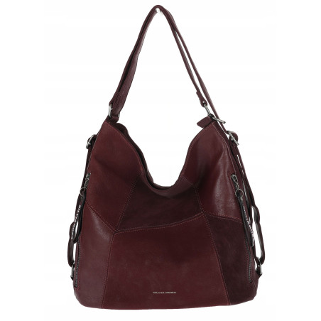 Torebka Damska Shopper Listonoszka torba plecak 2w1 worek SR030 Bordowa