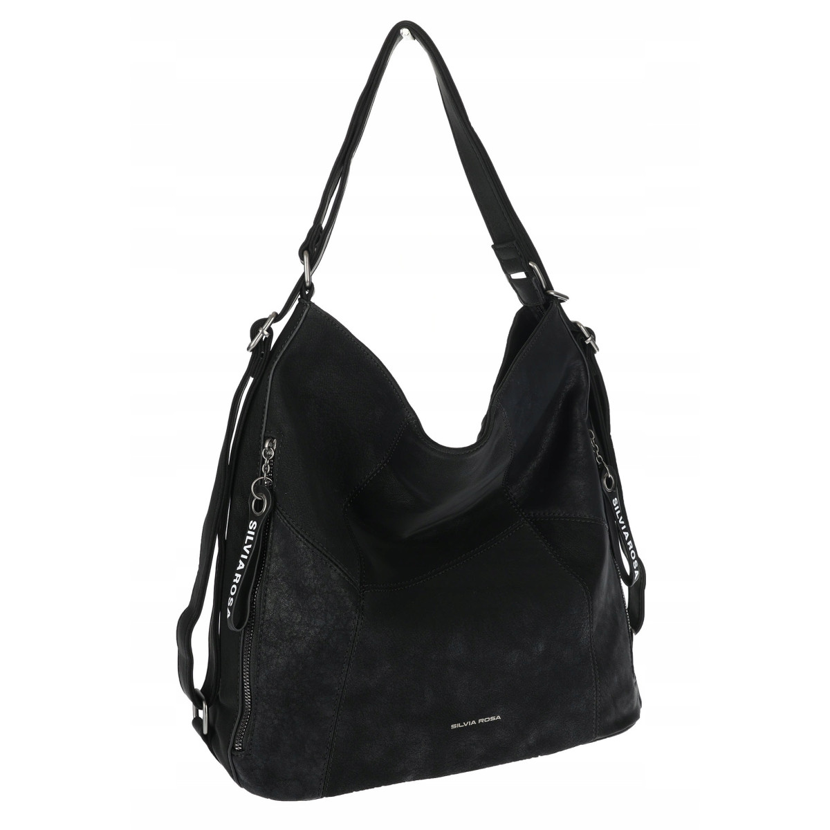 Torebka Damska Shopper Listonoszka torba plecak 2w1 worek SR030 Czarna