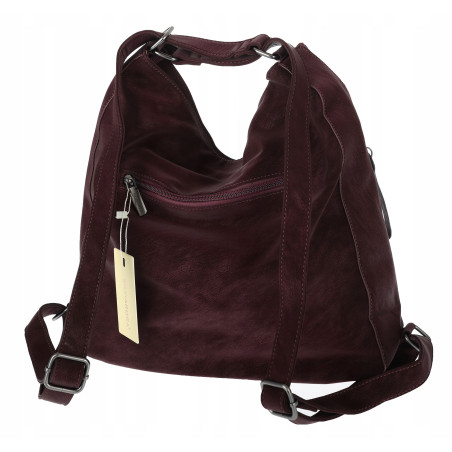 Torebka Damska Shopper Listonoszka torba plecak 2w1 worek SR030 Bordowa