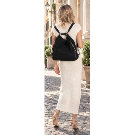 Torebka Damska Shopper Listonoszka torba plecak 2w1 worek SR030 Czarna
