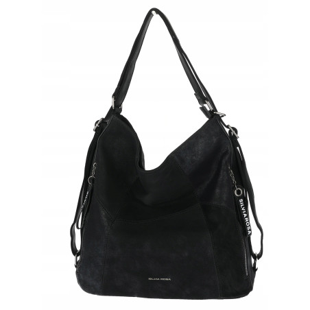 Torebka Damska Shopper Listonoszka torba plecak 2w1 worek SR030 Czarna