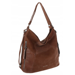 Torebka Damska Shopper Listonoszka torba plecak 2w1 worek SR030 Brązowa