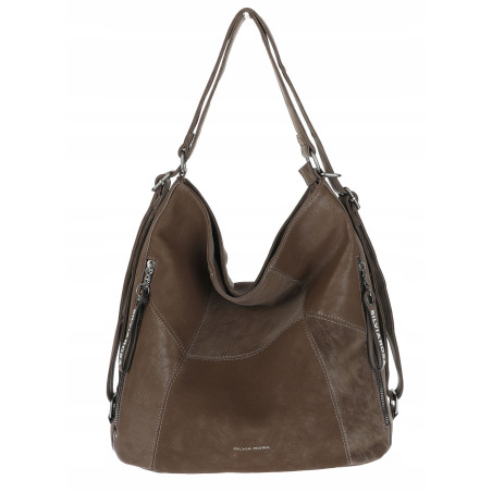 Torebka Damska Shopper Listonoszka torba plecak 2w1 worek SR030 Brązowa
