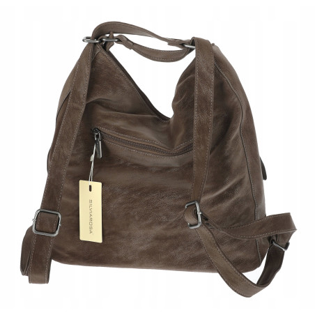 Torebka Damska Shopper Listonoszka torba plecak 2w1 worek SR030 Brązowa