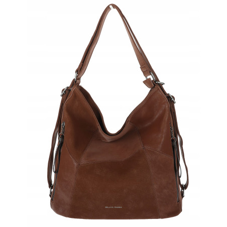 Torebka Damska Shopper Listonoszka torba plecak 2w1 worek SR030 Brązowa