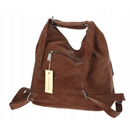 Torebka Damska Shopper Listonoszka torba plecak 2w1 worek SR030 Brązowa