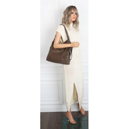 Torebka Damska Shopper Listonoszka torba plecak 2w1 worek SR030 Brązowa