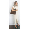 Torebka Damska Shopper Listonoszka torba plecak 2w1 worek SR030 Brązowa