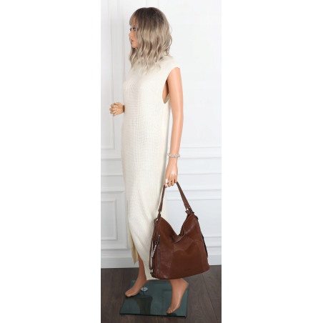 Torebka Damska Shopper Listonoszka torba plecak 2w1 worek SR030 Brązowa