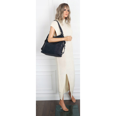 Torebka Damska Shopper Listonoszka torba plecak 2w1 worek SR030 Granatowa