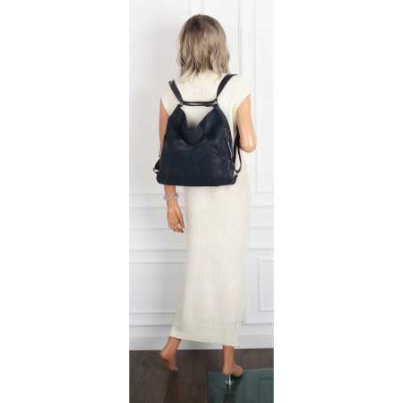 Torebka Damska Shopper Listonoszka torba plecak 2w1 worek SR030 Granatowa