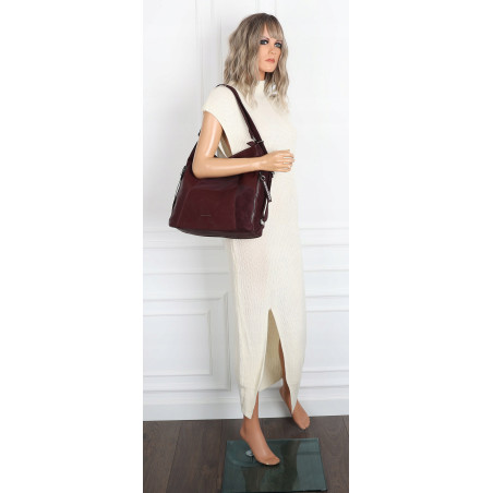 Torebka Damska Shopper Listonoszka torba plecak 2w1 worek SR030 Bordowa