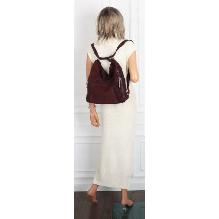 Torebka Damska Shopper Listonoszka torba plecak 2w1 worek SR030 Bordowa