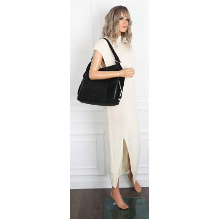 Torebka Damska Shopper Listonoszka torba plecak 2w1 worek SR030 Czarma