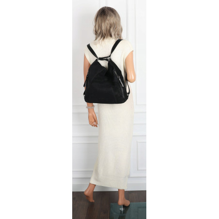 Torebka Damska Shopper Listonoszka torba plecak 2w1 worek SR030 Czarma