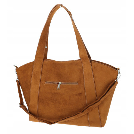 Torebka damska Shopper A4 Zamszowa Pojemna Torba na Ramię DD261 Brązowa
