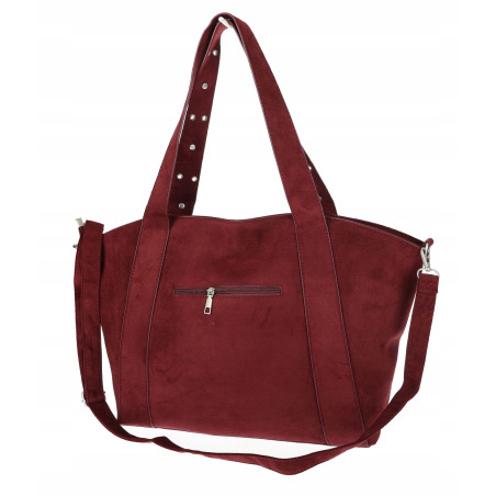 Torebka damska Zamszowa A4 Shopper Pojemna Miejska Torba DD261 Bordowa