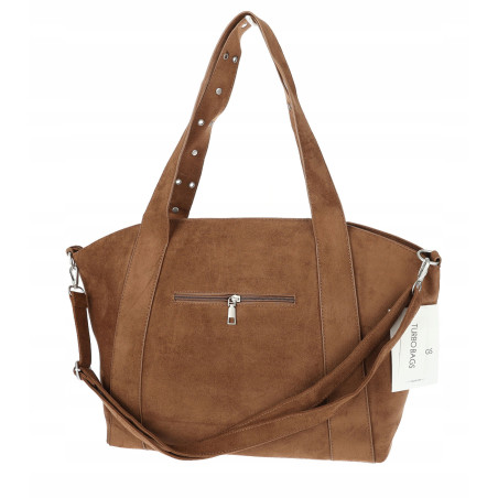Torebka damska Zamszowa A4 Shopper Pojemna Torba do Pracy DD261 Brązowa