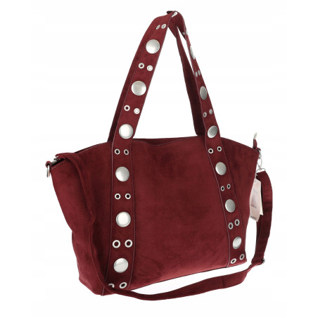 Torebka damska Zamszowa A4 Shopper Pojemna Miejska Torba DD261 Bordowa