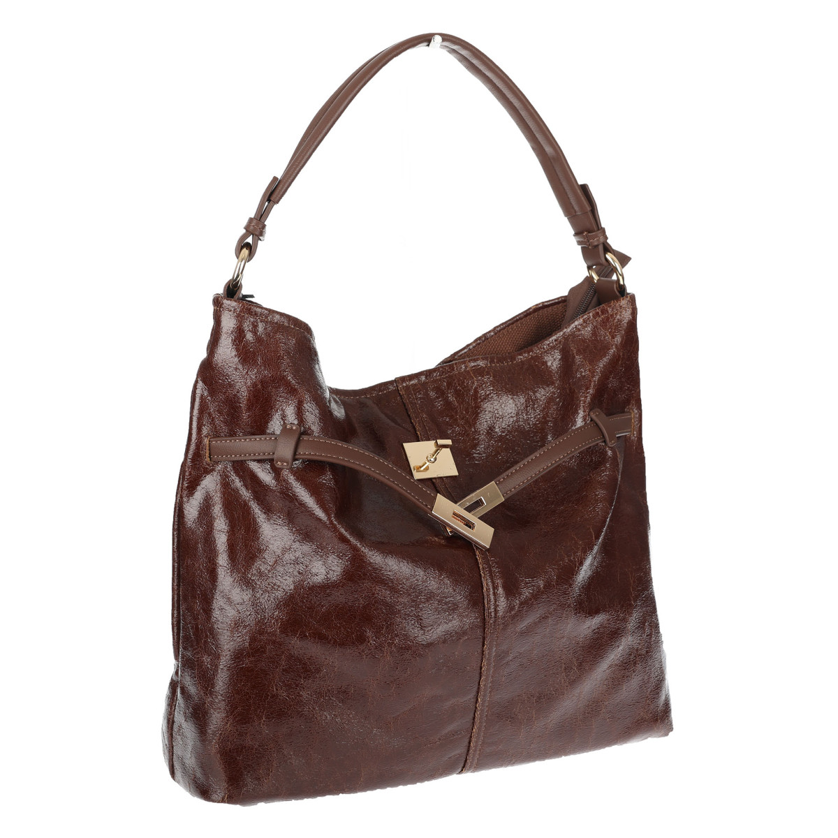Torebka damska Tommasini Duża Shopper Worek Pojemna do Pracy NO853 Brązowa