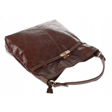 Torebka damska Tommasini Duża Shopper Worek Pojemna do Pracy NO853 Brązowa