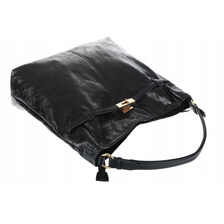 Torebka damska Tommasini Duża Shopper Worek Pojemna do Pracy NO853 Czarna