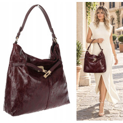 Torebka damska Tommasini Duża Shopper Worek Pojemna do Pracy NO853 Bordowa