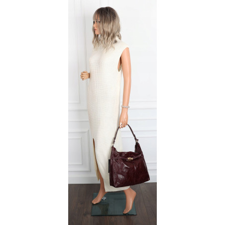 Torebka damska Tommasini Duża Shopper Worek Pojemna do Pracy NO853 Bordowa