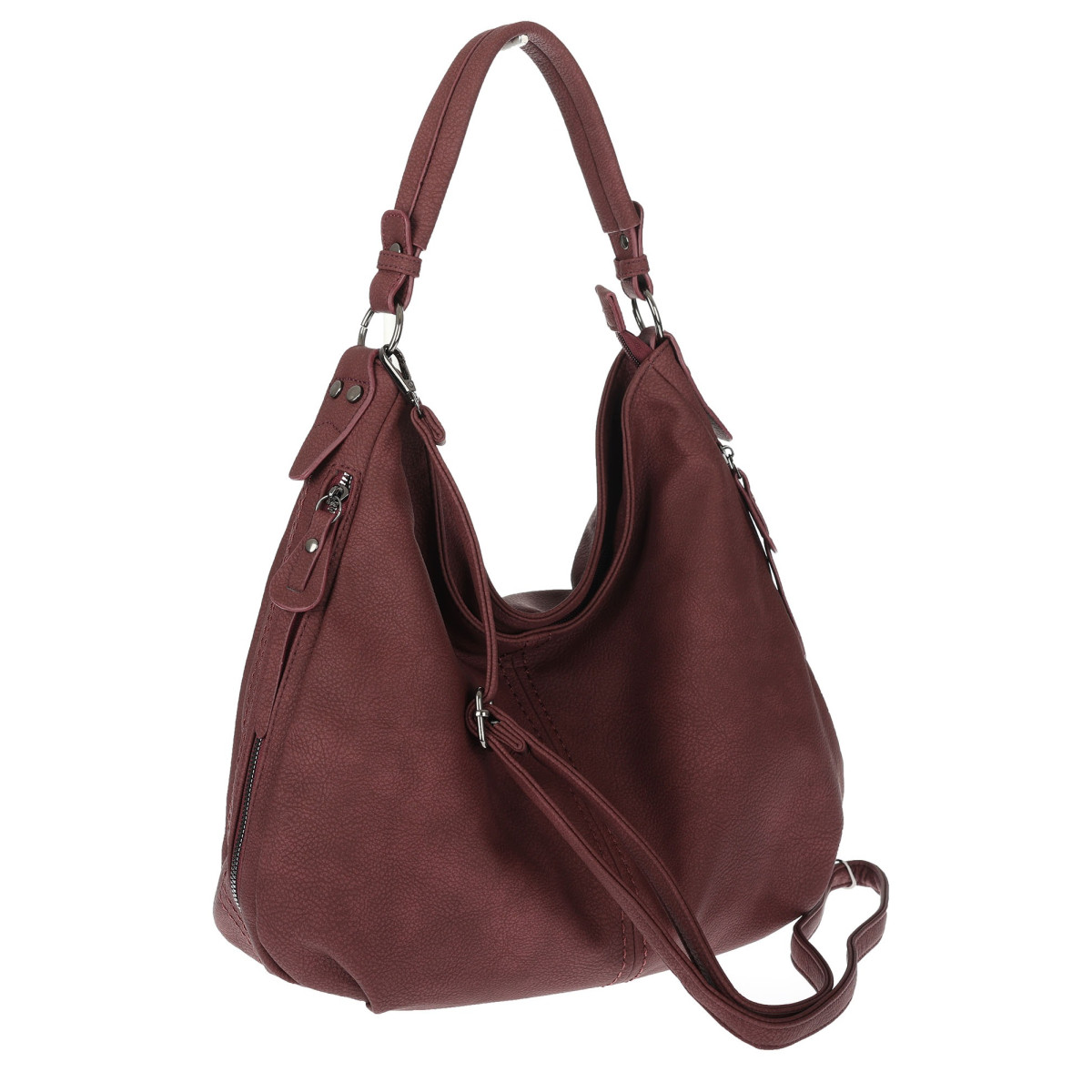 Torebka damska Duża Shopper Worek Pojemna Torba do Pracy LH615 Bordowa