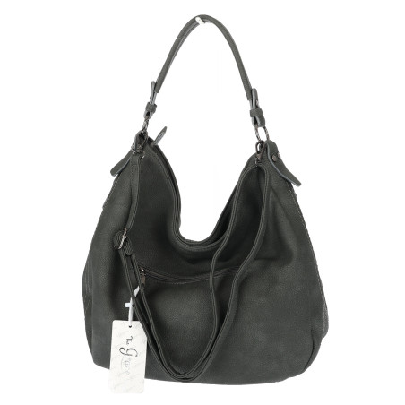 Torebka damska Duża Shopper Worek Pojemna Torba do Pracy Pasek LH615 Szara