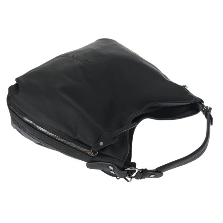 Torebka damska Duża Shopper Worek Pojemna Torba do Pracy Pasek LH615 Czarna