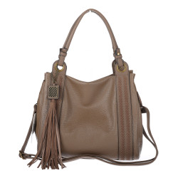 Torebka damska Duża Shopper Worek Pojemna Torba do Pracy Pasek H8904 Beżowa