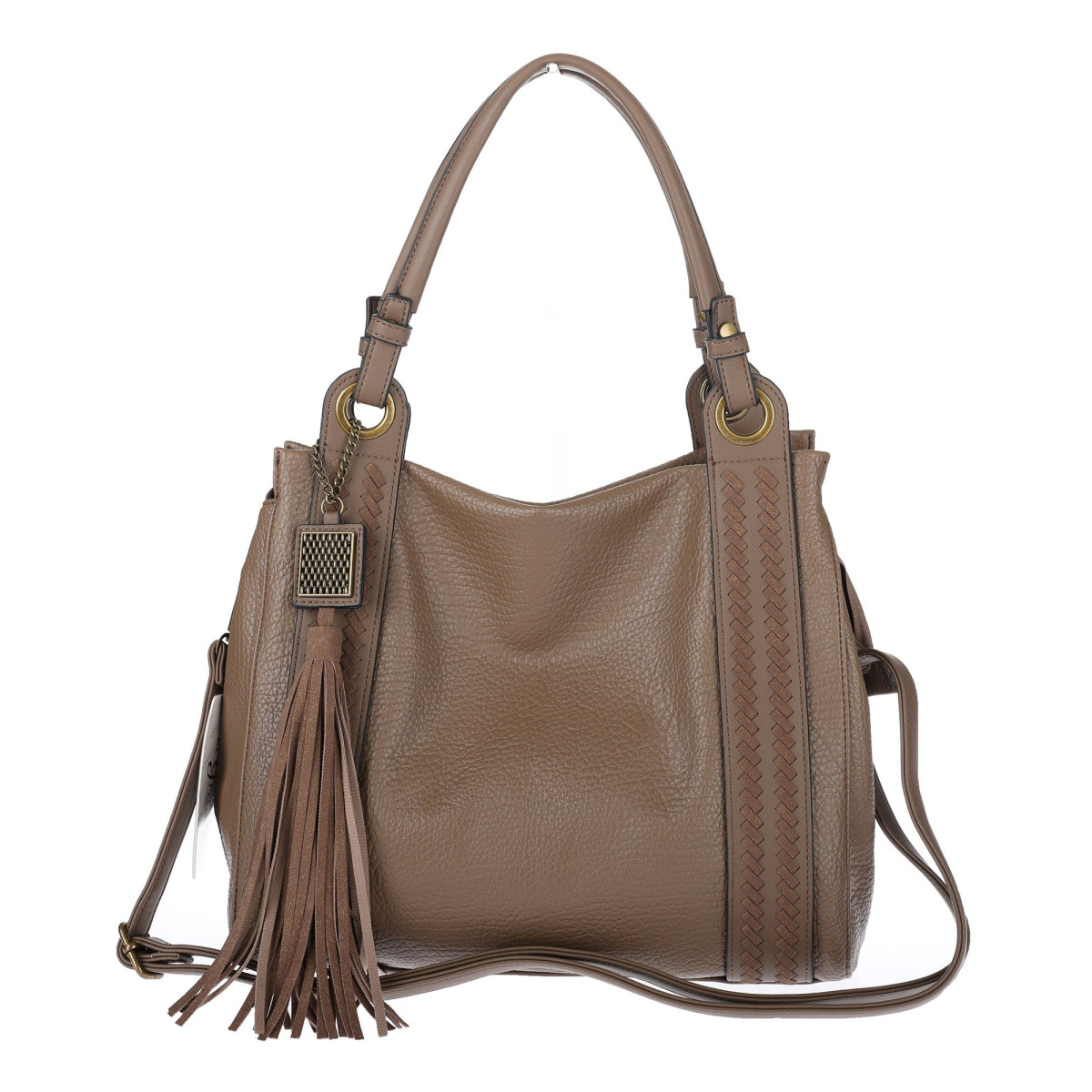 Torebka damska Duża Shopper Worek Pojemna Torba do Pracy Pasek H8904 Beżowa