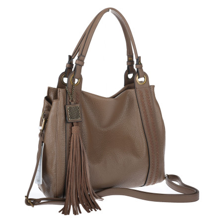 Torebka damska Duża Shopper Worek Pojemna Torba do Pracy Pasek H8904 Beżowa