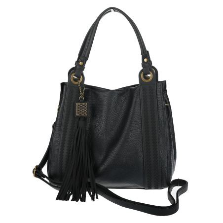 Torebka damska Duża Shopper Worek Pojemna Torba do Pracy Pasek H8904 Czarny