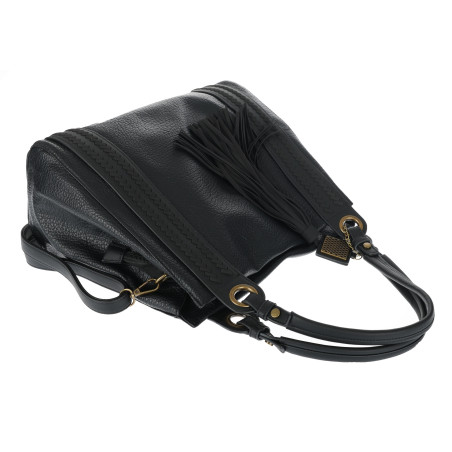 Torebka damska Duża Shopper Worek Pojemna Torba do Pracy Pasek H8904 Czarny