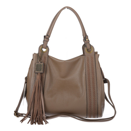 Torebka damska Duża Shopper Worek Pojemna Torba do Pracy Pasek H8904 Beżowa