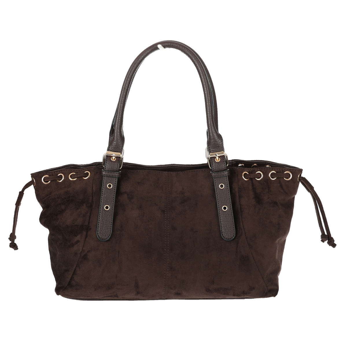 Torebka damska Zamszowa Shopper Kuferek Pojemna Elegancka AM47 Czekoladowa
