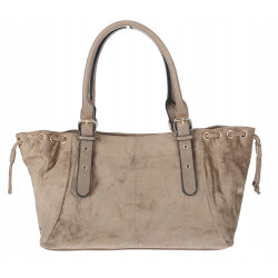 Torebka damska Zamszowa Shopper Kuferek Pojemna Elegancka Torba AM47 Beżowa