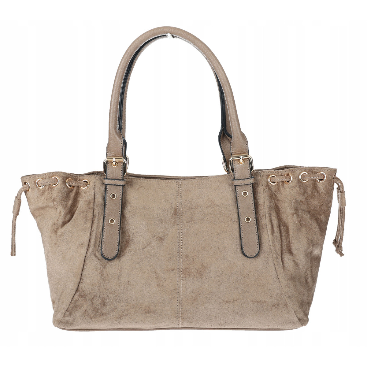 Torebka damska Zamszowa Shopper Kuferek Pojemna Elegancka Torba AM47 Beżowa